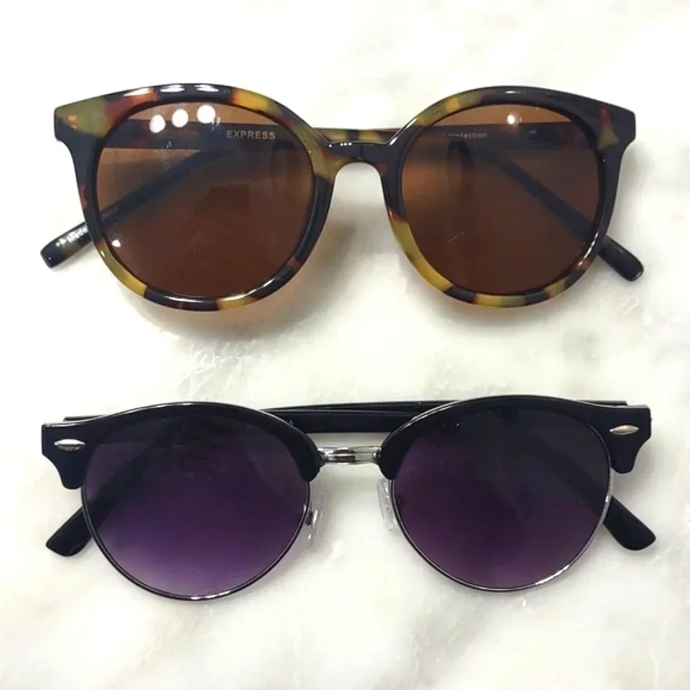 SET OF 2 Express Tortoise Frame Sunglasses 100% UV Protection